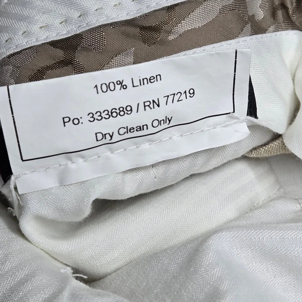 Joseph Abboud Mens Beige 100% Linen Flat Front Trousers Pants‎ 38 Waist